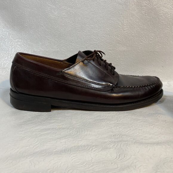 LL Bean Mens 14D Brown Leather Oxford Moc-Toe Shoes - Picture 5 of 15